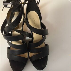 Nine West Black Strappy Heels